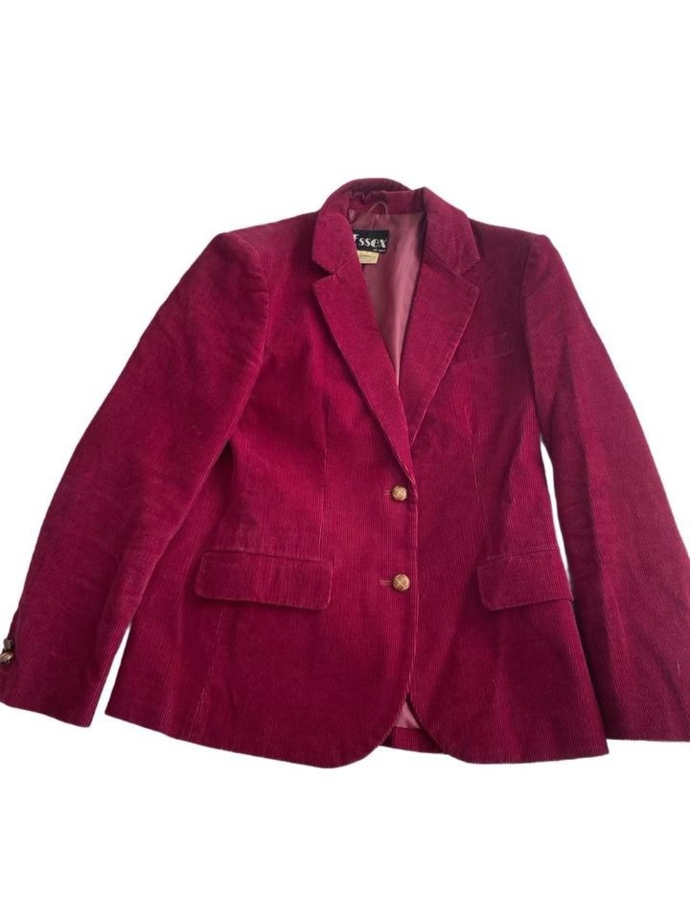 Essex Burgundy Corduroy Blazer Size 8 Gold Button Jacket